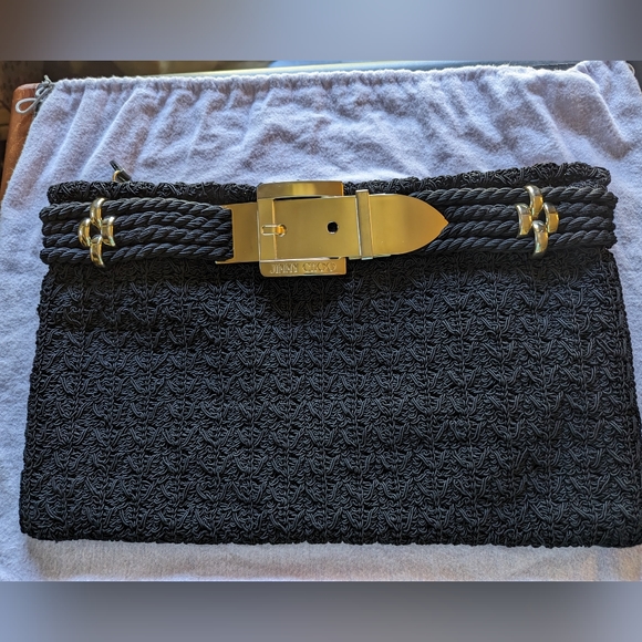 Auth Jimmy Choo Oversize Clutch w Gold Buckle-RARE - Picture 10 of 10